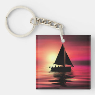 Llavero Barco de vela al atardecer en el mar Diseño de art