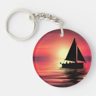 Llavero Barco de vela al atardecer en el mar Diseño de art