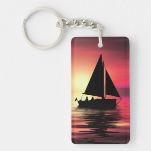 Llavero Barco de vela al atardecer en el mar Diseño de art