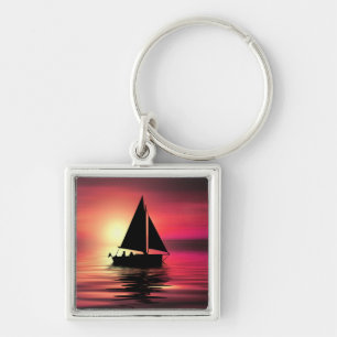 Llavero Barco de vela al atardecer en el mar Diseño de art