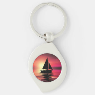Llavero Barco de vela al atardecer en el mar Diseño de art