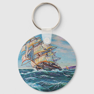 Llavero Barco de vela en aguas tosferas pintura al aceite