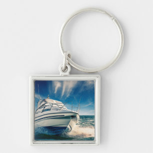 Llavero Barco del poder que entra en el puerto de