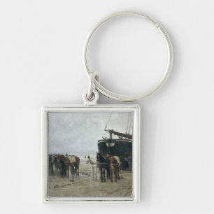 Llavero Barco en la playa en Scheveningen, 1876