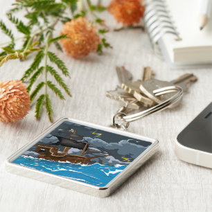 Llavero Barco pirata en tormenta