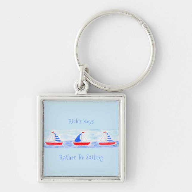 Llavero Barcos acuáticos pintados a mano en lugar de naveg (Frente)
