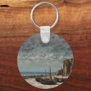 Llavero Barcos en una playa, Étretat - Gustave Courbet