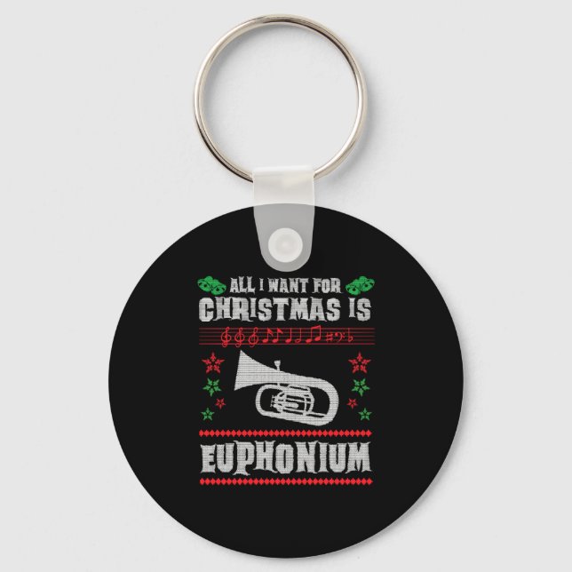 Llavero Baritone Euphonium Navidades feos estilo suéter (Anverso)