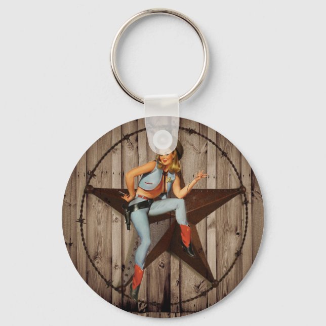 Llavero Barn Wood Texas Star West Country Cowgirl (Anverso)