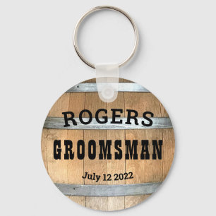 Llavero Barril de Whiskey Rústico Groomsman Personalizado