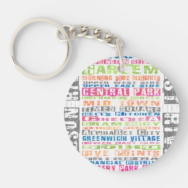 Llavero Barrios de Nueva York de colores del arcoíris (Frente)