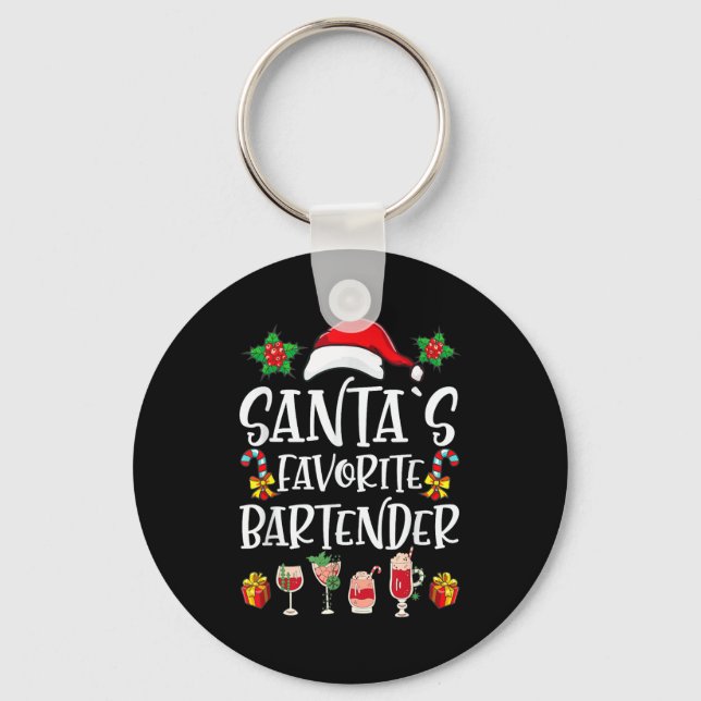 Llavero Bartender Xmas Gift Santa's Favorite Bartender Chr (Anverso)