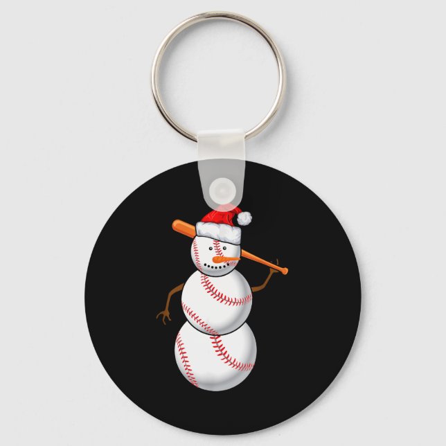 Llavero Baseball Fan Snowman Funny Christmas Gift  (Anverso)