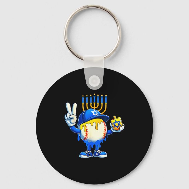 Llavero Baseball Ice Cream Drip Dreidel Happy Hanukkah Boy (Anverso)