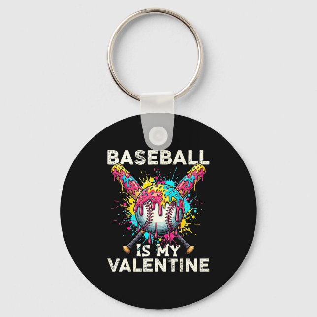 Llavero Baseball Is My Valentine Ice Cream Drip Crossed Ba (Anverso)