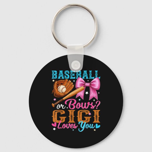 Llavero Baseball Or Bows Gigi Loves You Gender Reveal Baby (Anverso)