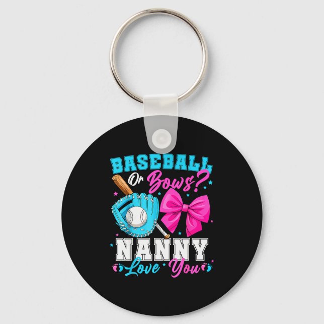 Llavero Baseball Or Bows Nanny Loves You Gender Reveal Fam (Anverso)