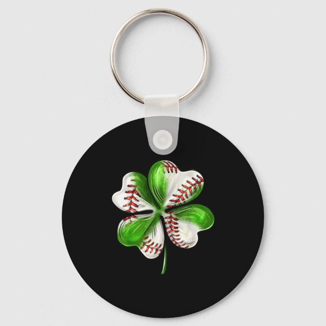 Llavero Baseball Shamrock St Patrick's Day Clover With Bas (Anverso)