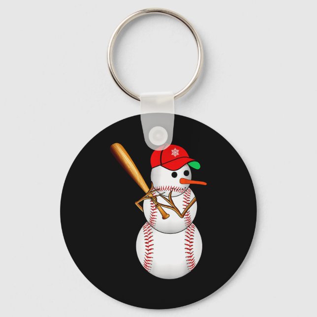 Llavero Baseball Snowman Snow Christmas Xmas Men Women  (Anverso)