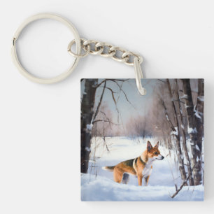 Llavero Basenji Deja que nieve Navidad