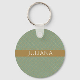 Llavero Basil Verde Oro Cuatrefoil Personalizado