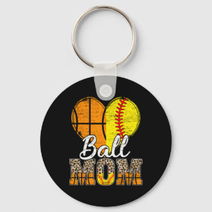 Llavero Básquetbol Mamá Corazón Softball Mamá Leopard Madr