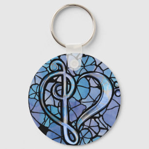 Llavero Bass Treble Clef Note Música Heart Love