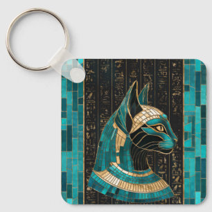 Llavero Bastet de diosa gata egipcia -arte mosaico