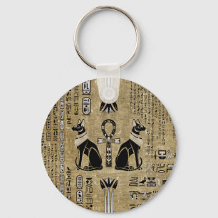 Llavero Bastet - Gatos Egipcios Y Cruz Del Ankh