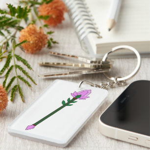 Llavero Bastón Mágico de Fantasía 2D con Flor de Cristal P