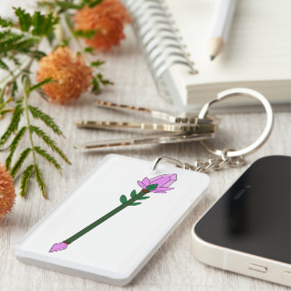 Llavero Bastón Mágico de Fantasía 2D con Flor de Cristal P