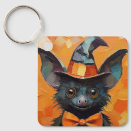 Llavero Bat with Patchwork Witch Hat