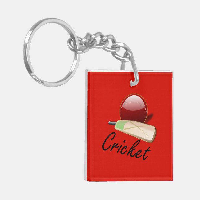Llavero Bate y bola de cricket, etiquetados, (Frente Izquierda)