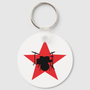Llavero batería rojo del tambor de la estrella