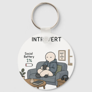 Llavero Batería Social de Introvertido 1% Chiste de Introv