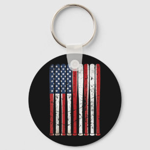 Llavero Bates de béisbol de la bandera americana vintage U
