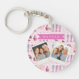 Llavero Batido de Leche Retro Rosa Personalizado Coqueta L