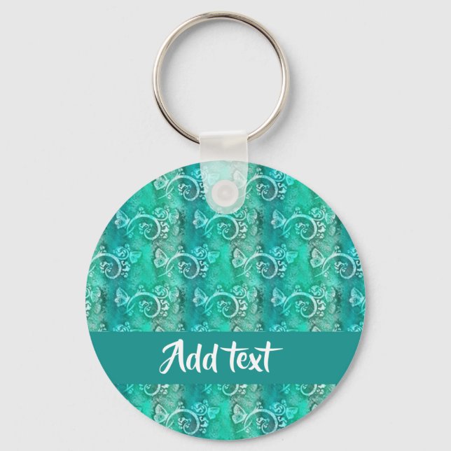 Llavero Batik blue swirls patterned (Anverso)