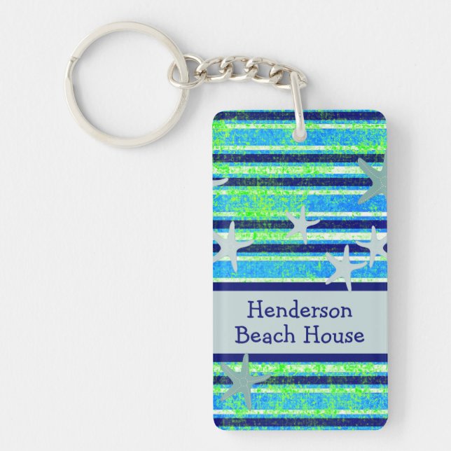 Llavero Batik Stripes Beach House Acrylic Keychain (Frente)