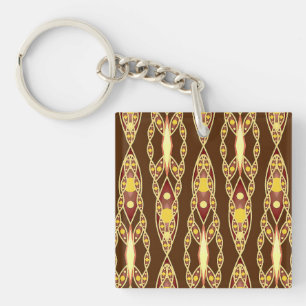 Llavero Batik tribal - Marrón chocolate y beige