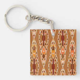 Llavero Batik tribal - óxido, terracota y beige