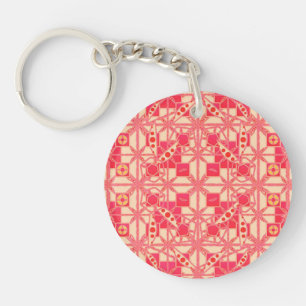 Llavero Batik tribal - tonos de rosa coral