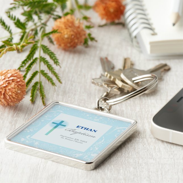 Llavero Bautismo de Blue Lace Boy (Lado)