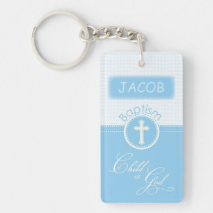 Llavero Bautismo, Nombre Personalizado, Niño de Dios Azul