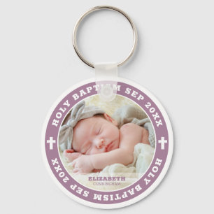 Llavero Bautismo sagrado Personalizado moderno de la Cruz