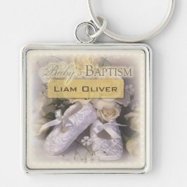 Llavero Bautizo de bebé Neutral, Nombre personalizable,