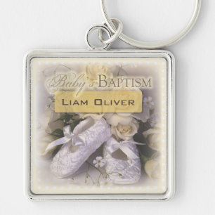Llavero Bautizo de bebé Neutral, Nombre personalizable,