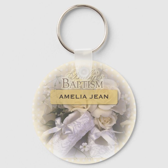 Llavero Bautizo de bebé Neutral, Personalizado, Ameli (Anverso)
