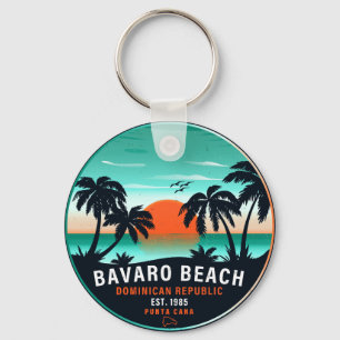 Llavero Bavaro Beach Dominican Retro Sunset Souvenir años 