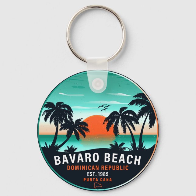 Llavero Bavaro Beach Dominican Retro Sunset Souvenir años  (Anverso)